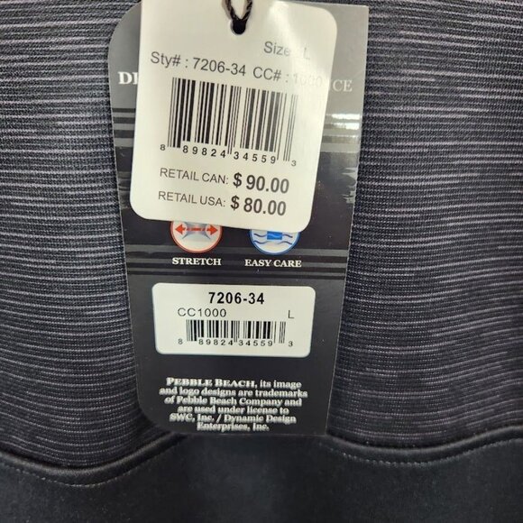 NWT Pebble Beach Men's Quarter Zip Pullover in Black‎ Size Large - Picture 5 of 8